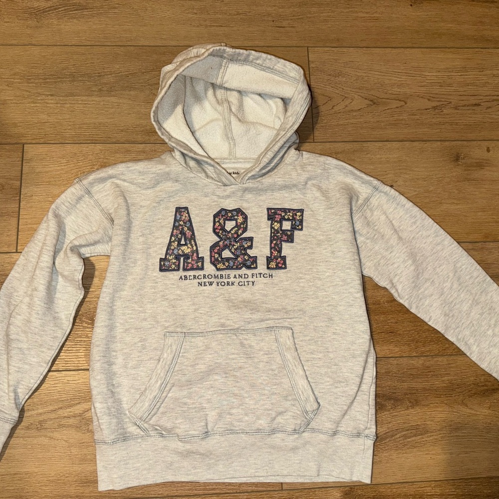 Abercrombie Kids Gray Hoodie with Floral A&F Logo